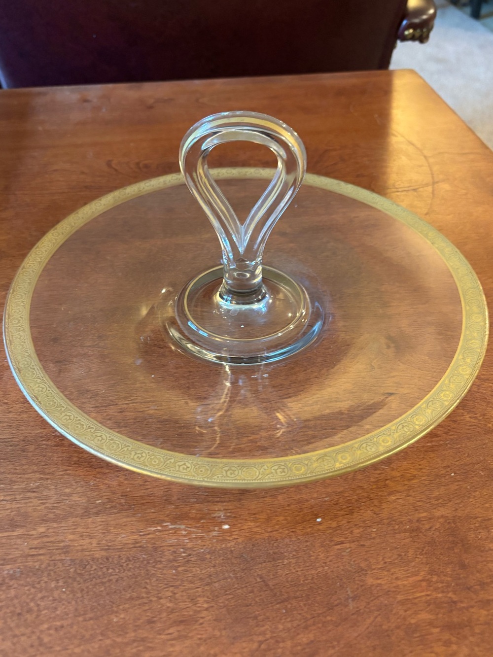 Center Handle Serving Tray w Gold Trim